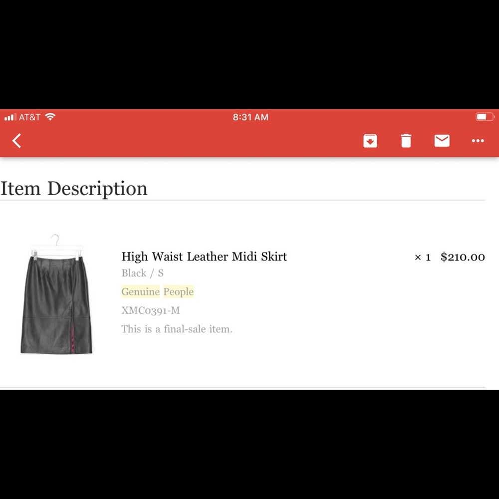 Genuine People High Waist Leather Midi Skirt
